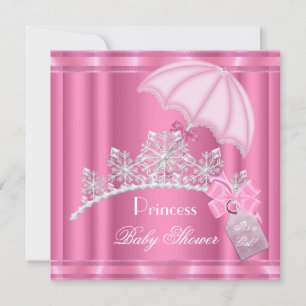 Invitation Élégante princesse Baby shower fille rose Tiara