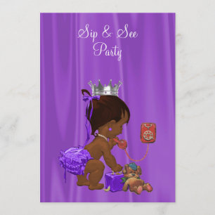 Invitation Élégante Princesse Ethnic Baby Sip & See