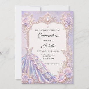 Invitation Élégante Princesse Iridescente Quinceañera