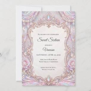 Invitation Élégante Princesse Iridescente Sweet 16