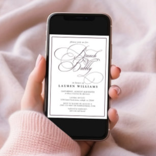 Invitation Élégante prune violette calligraphie Brunch & Bubb