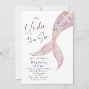 Invitation Elégante Queue de sirène d'aquarelle sous 3e anniv