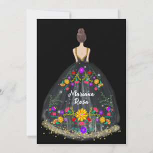Invitation Elégante Quinceanera Mexicaine Fiesta Floral Anniv