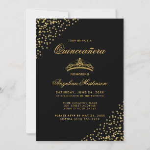 Invitation Elégante Quinceanera Parties scintillant d'or Invi
