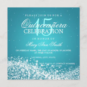 Invitation Élégante Quinceanera Party Sparkling Wave 2 Turquo