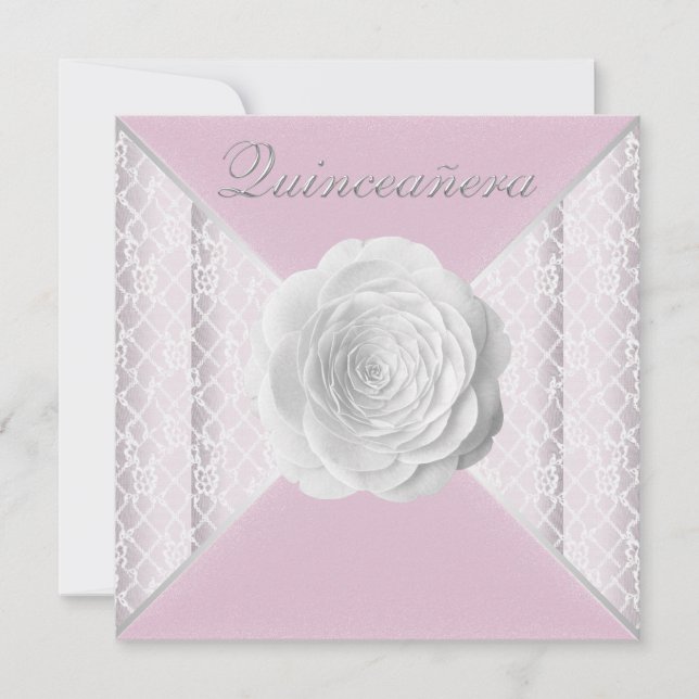 Invitation Élégante Quinceanera rose et blanche rose (Devant)