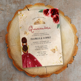 Invitation Élégante Quinceañera Rose Gold Vintage 