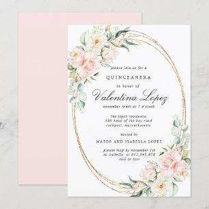 Invitation Élégante Quinceanera rose rose rose rose rose
