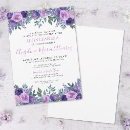 Invitation Élégante Quinceanera Simple Violet