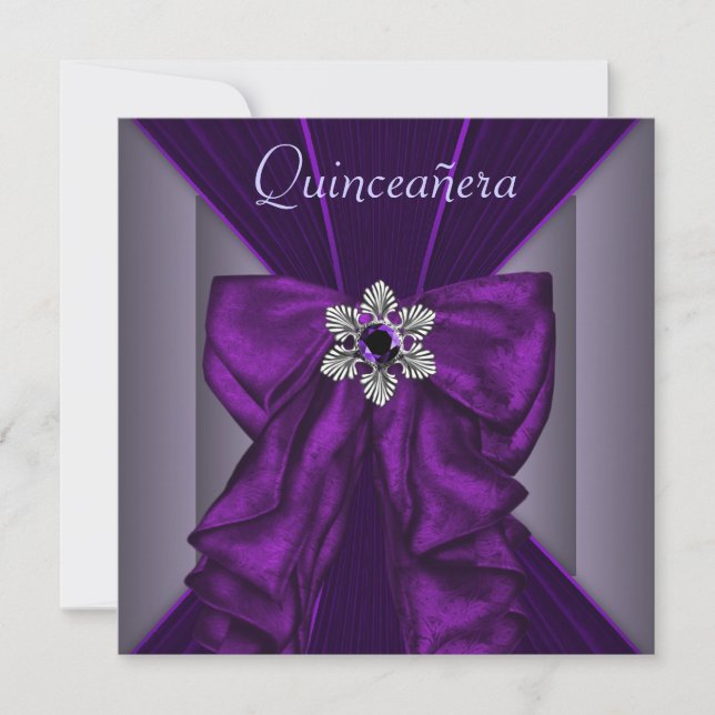 Invitation Élégante Quinceanera violet foncé (Devant)