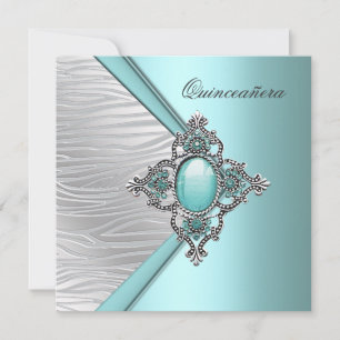 Invitation Elégante Quincennera bleue Turquoise