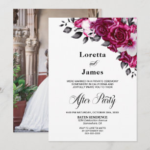Invitation Elégante Réception De Mariage Floral Rose
