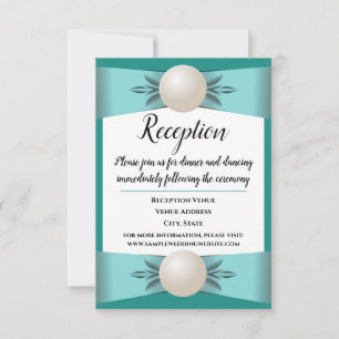Invitation Elégante réception de mariage Turquoise Pearl Ribb