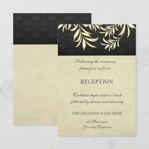 Invitation Elégante Réception de mariage Vintage Faux Gold Fe