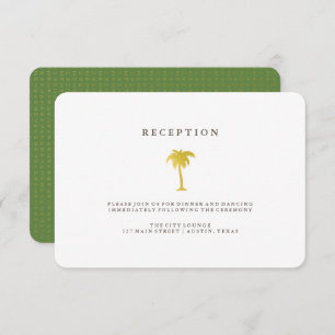 Invitation Elégante Réception Faux Gold Palm Tree Vert