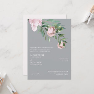Invitation Elégante rose et gris avec Mariage