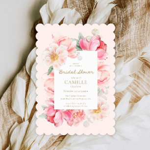 Invitation Élégante Rose Floral Douche nuptiale
