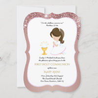 Élégante Rose Gold Girls Première Sainte Communion