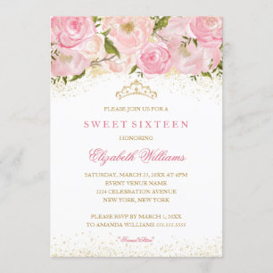 Invitation élégante Rose Gold Rose pour un Sweet S