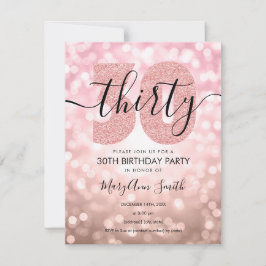 Invitation Elégante Rose moderne Gold 30th Birthday Party  