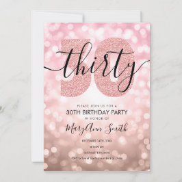 Invitation Elégante Rose moderne Gold 30th Birthday Party