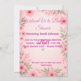 Invitation élégante rose pour la baby shower