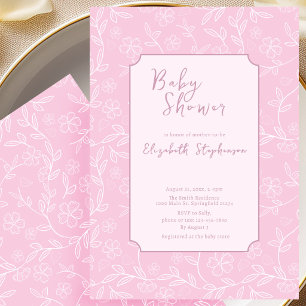 Invitation élégante rose pour la baby shower