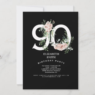 Invitation élégante rose rose 90ème noir et blanc