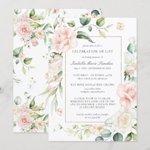 Invitation Élégante Rose rose Floral Célébration de la vie