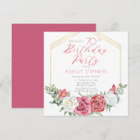 Élégante rose rose | Gold Frame 70th Birthday Part