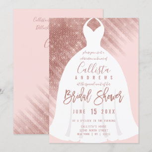 Invitation Élégante Rose Rose Rose Parties scintillant or Fêt