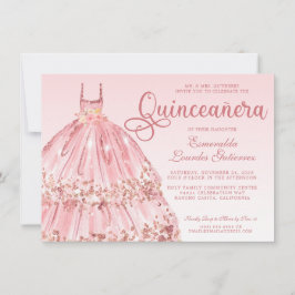 Invitation Elégante Rose Rose Rose Parties scintillant or Qui