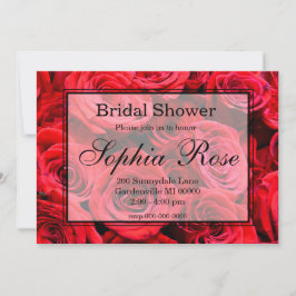Invitation Élégante rose rouge fleurs rouges rouge floral rou