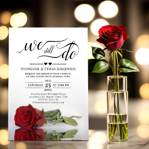 Invitation Elégante Rose Rouge Nous Faisons Toujours Mariage 