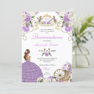 Invitation Élégante Rose violette Occidentale Cowgirl Quincea