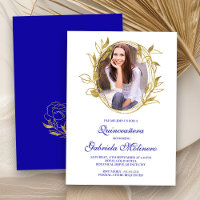 Elégante Royal Blue et Gold Photo Quinceanera