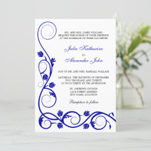 Invitation Élégante Royal Blue Swirls