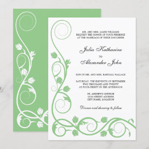 Invitation Elégante Sage Green et White
