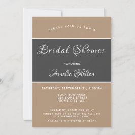 Invitation Élégante Simple Grey Beige Baby Shower de Mariage
