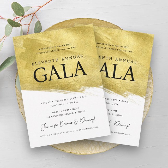 Invitation Elégante société GALA Business Gold Brush (Elegant GALA Company Business Gold Brush Invitation)
