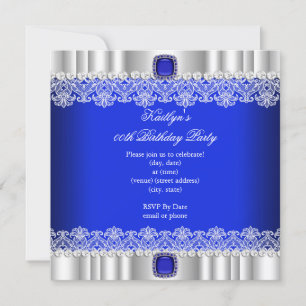 Invitation Elégante Soie en Dentelle Bleu Royal pour Soirée d