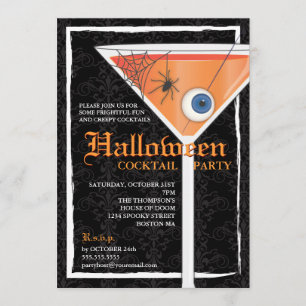 Invitation Élégante soirée Cocktail Halloween en dentelle noi