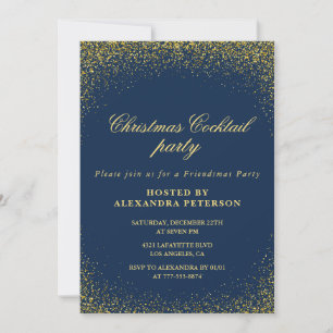 Invitation Élégante soirée de cocktail de Noël Or Nuit Glamou