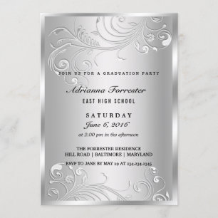 Invitation Élégante Soirée Flourish Graduation