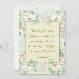 Invitation Élégante Soirée Jardin Floral Pastel Beige