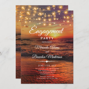Invitation Elégante Sunset Beach Light Summer Engagement Part