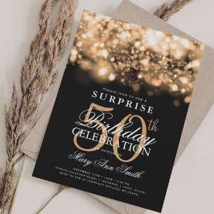 Invitation Elégante SURPRISE 50e anniversaire Luxueux Or