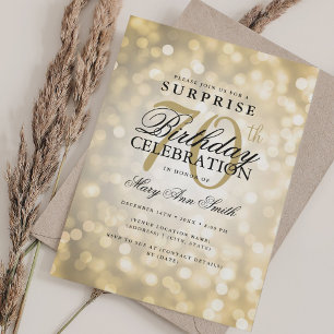 Invitation Élégante SURPRISE 70e anniversaire Glam Gold Light