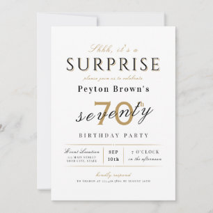 Invitation Elégante surprise classe moderne 70e anniversaire