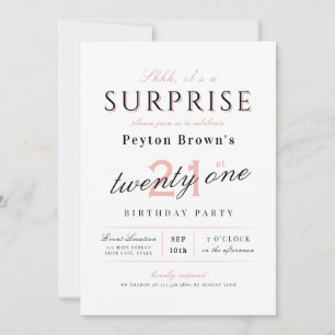 Invitation Elégante surprise moderne et classe 21e anniversai